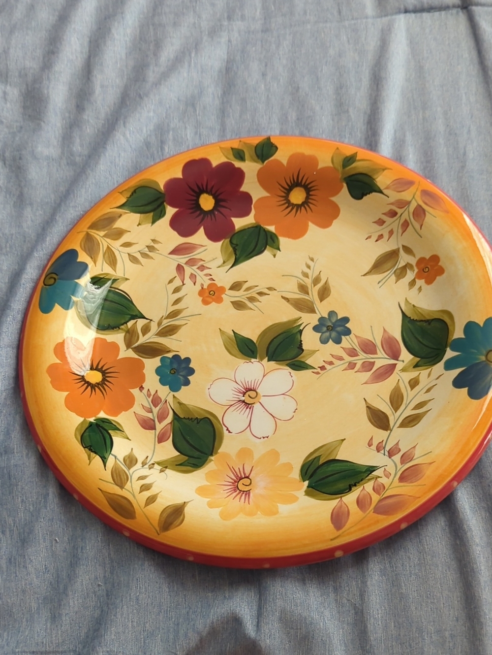 Oneida White Ceramic Plate with Sunset Bouquet Backstamp